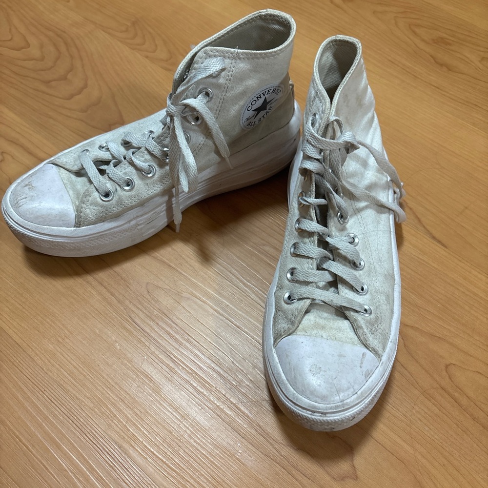 Converse White High Top Platform Sneakers
